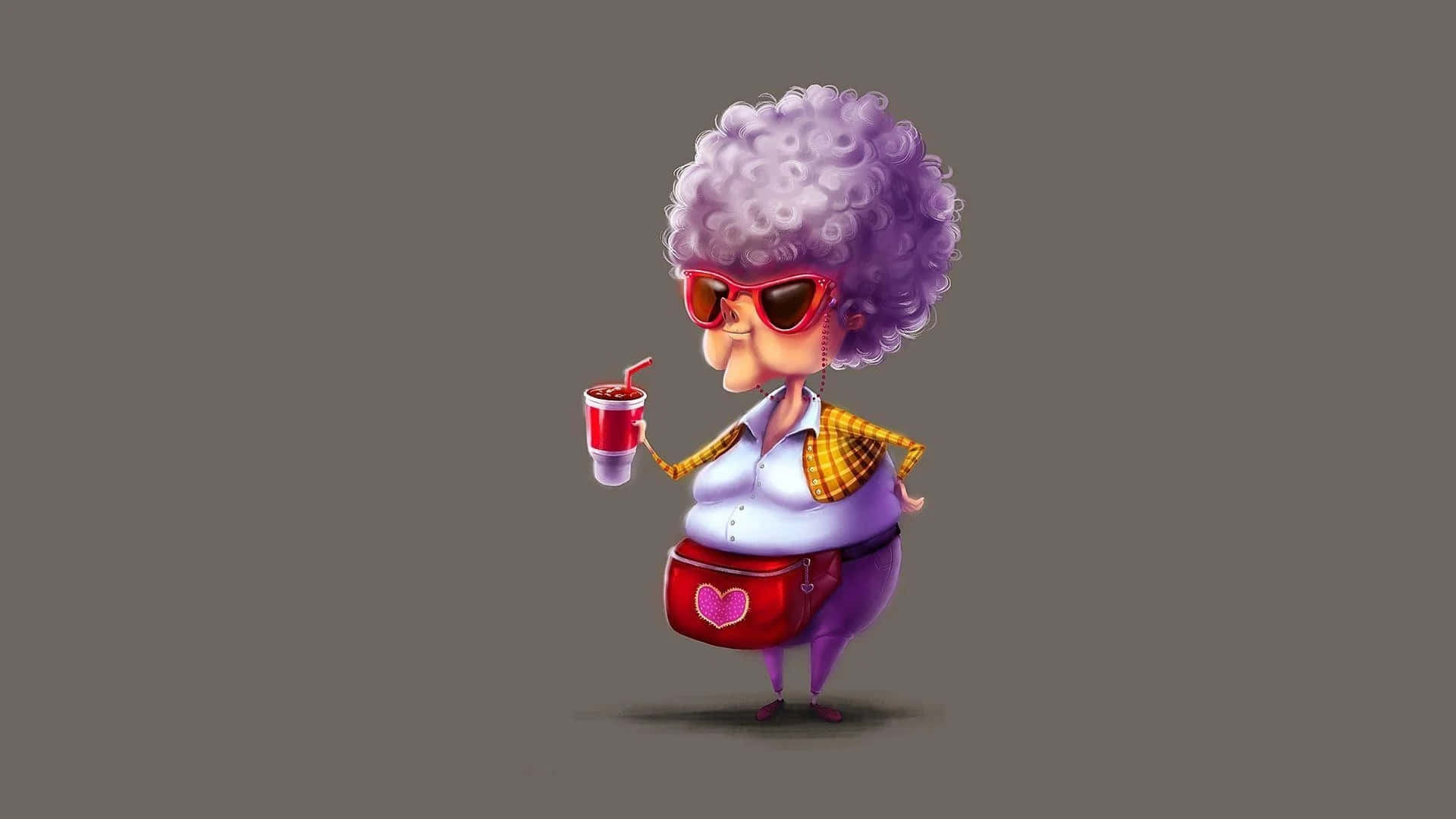 Stylish Grandma Cartoon Character Wallpaper