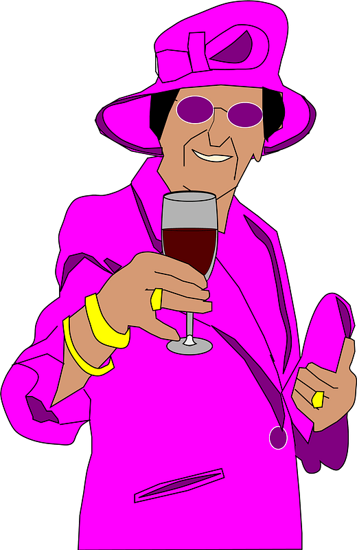 Stylish Granny With Wine Glass PNG