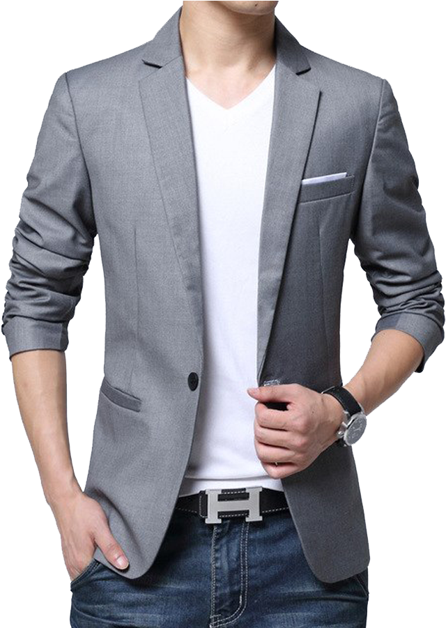 Stylish Gray Blazer Fashion PNG