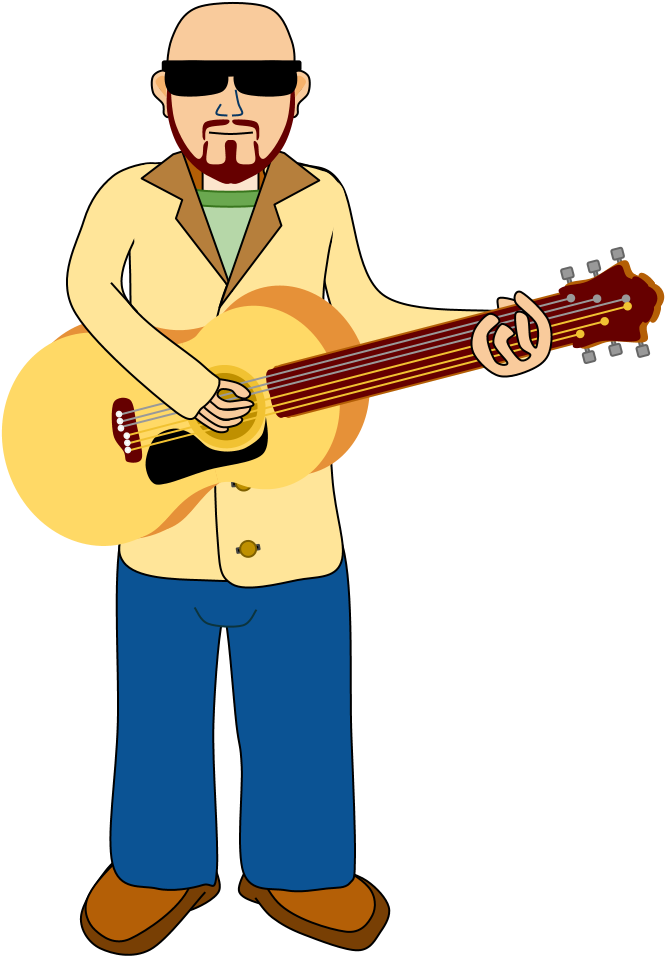 Stylish Guitarist Cartoon PNG