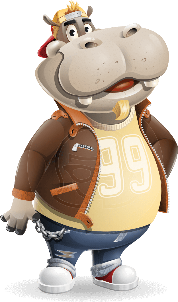 Stylish Hippo Cartoon Character PNG