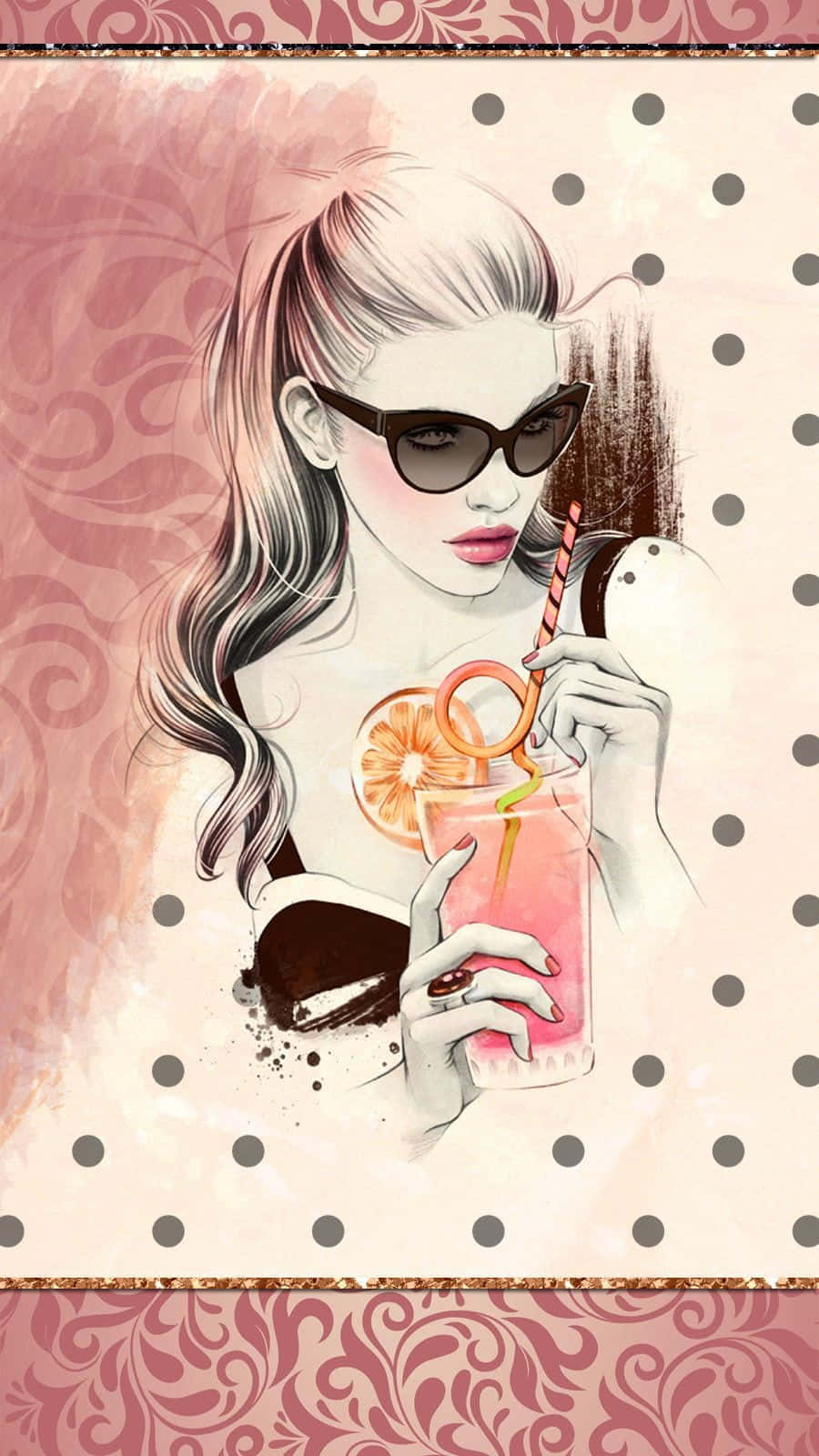 Stylish Illustration Sunglasses Cocktail Wallpaper