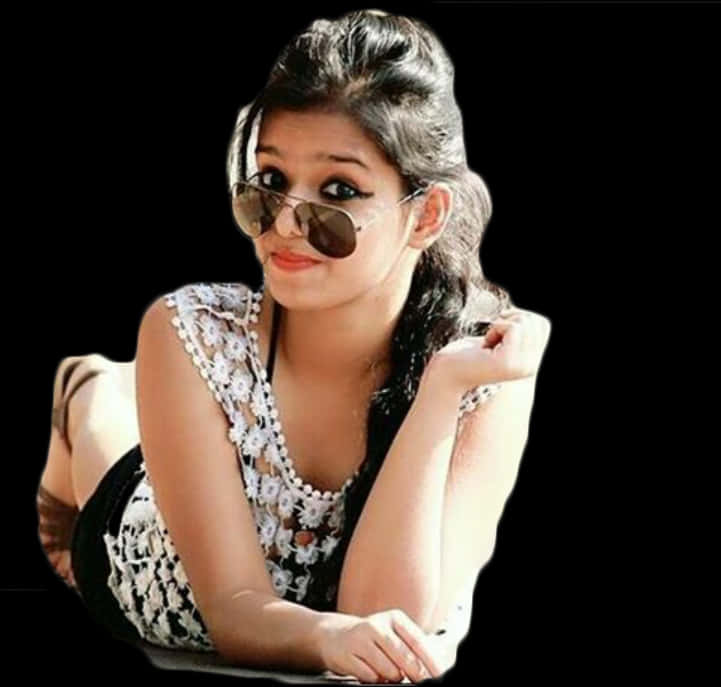 Stylish Indian Girlwith Sunglasses PNG
