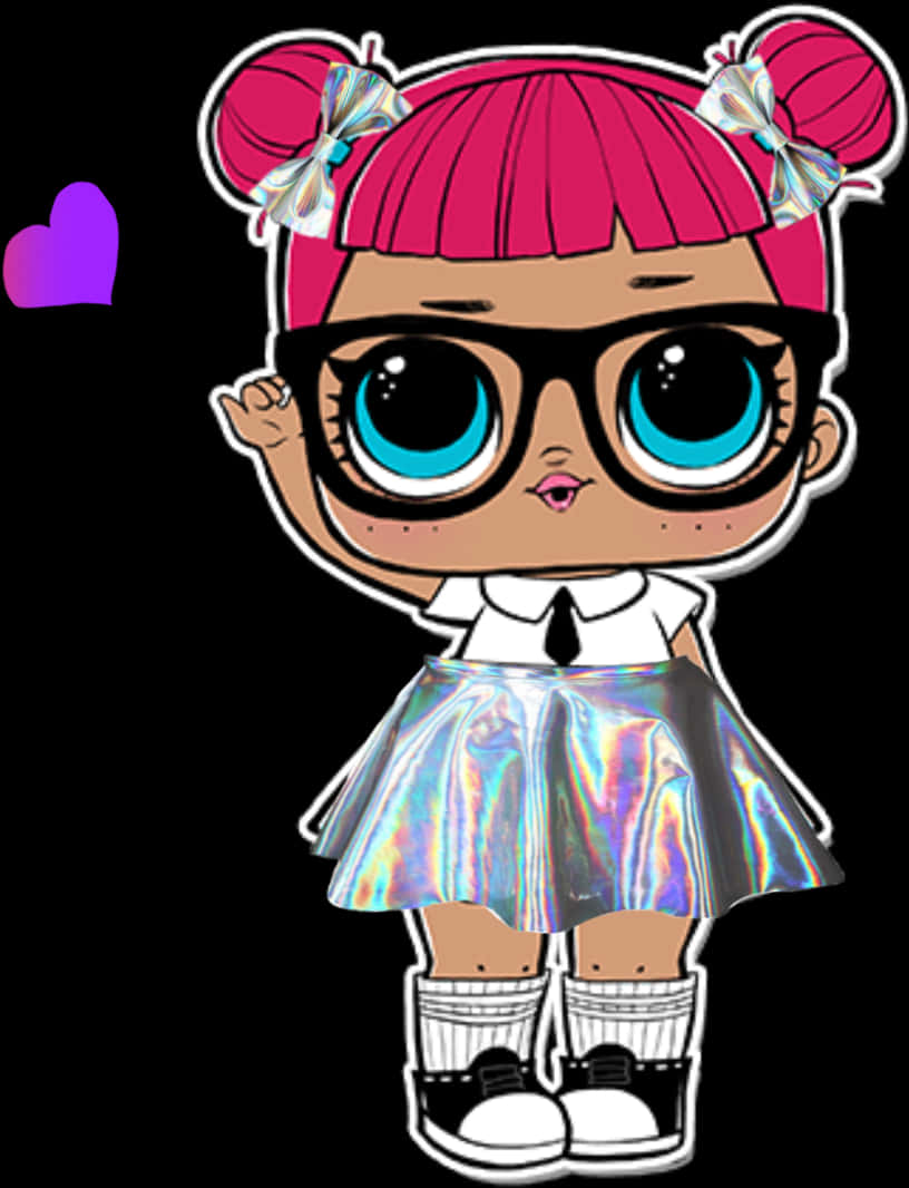 Stylish L O L Doll With Heart PNG