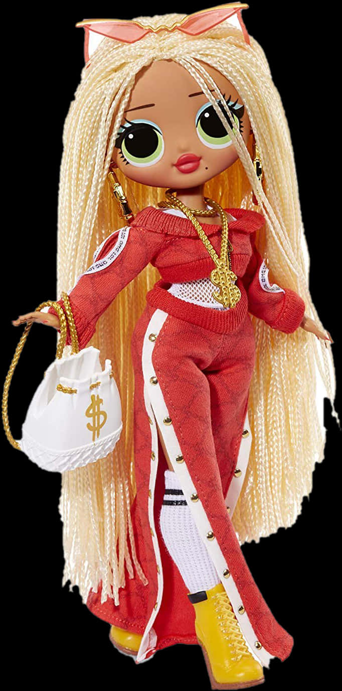 Stylish L O L Surprise Dollwith Accessories PNG