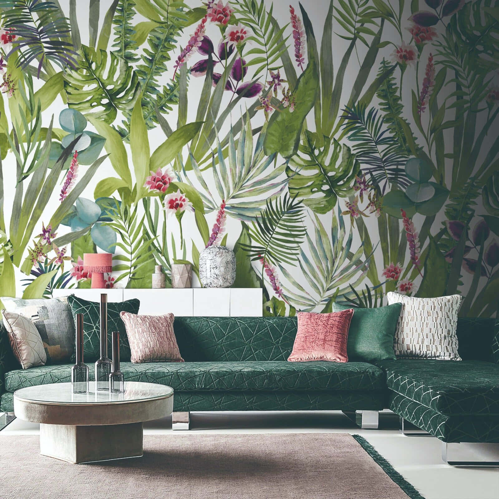 Stylish Living Room With Modern Decor Wallpaper