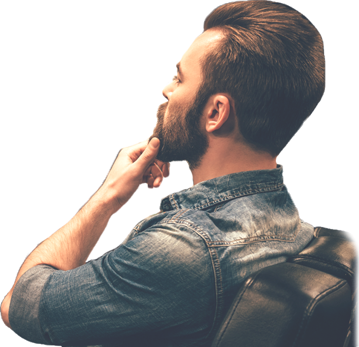 Stylish Man Contemplating Hairstyle PNG