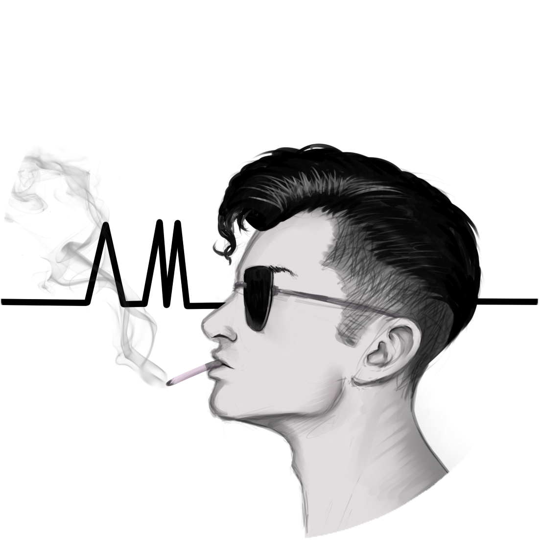 Stylish Man Smoking Illustration PNG