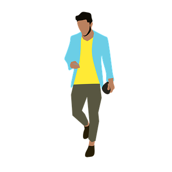 Stylish Man Walking Illustration PNG