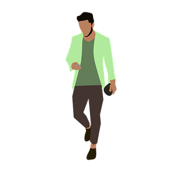 Stylish Man Walking Illustration PNG