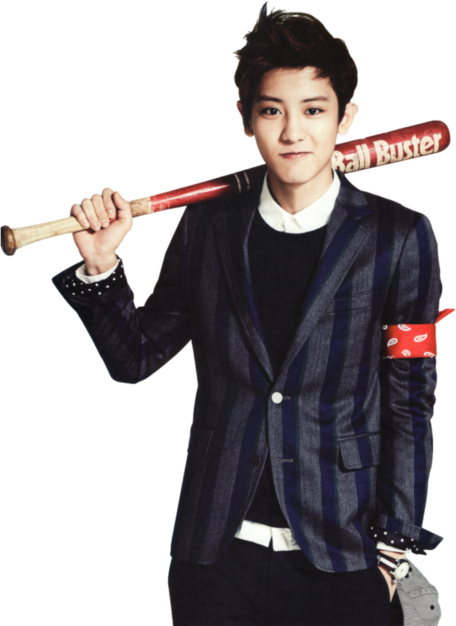 Stylish Man With Baseball Bat PNG