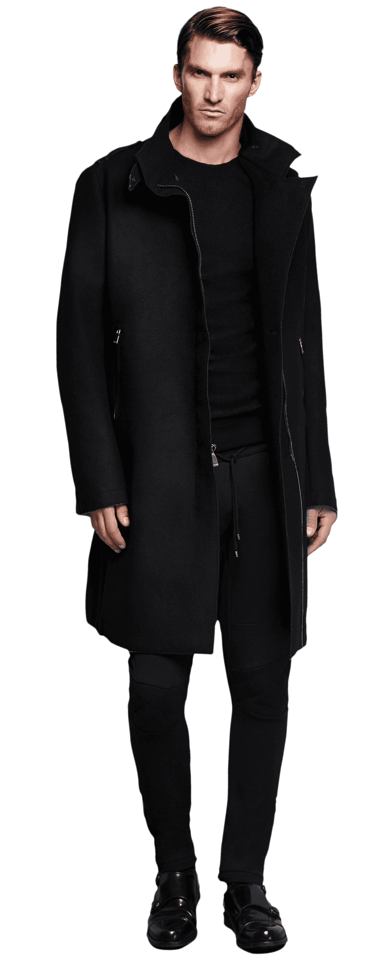 Stylish Manin Black Coatand Outfit PNG