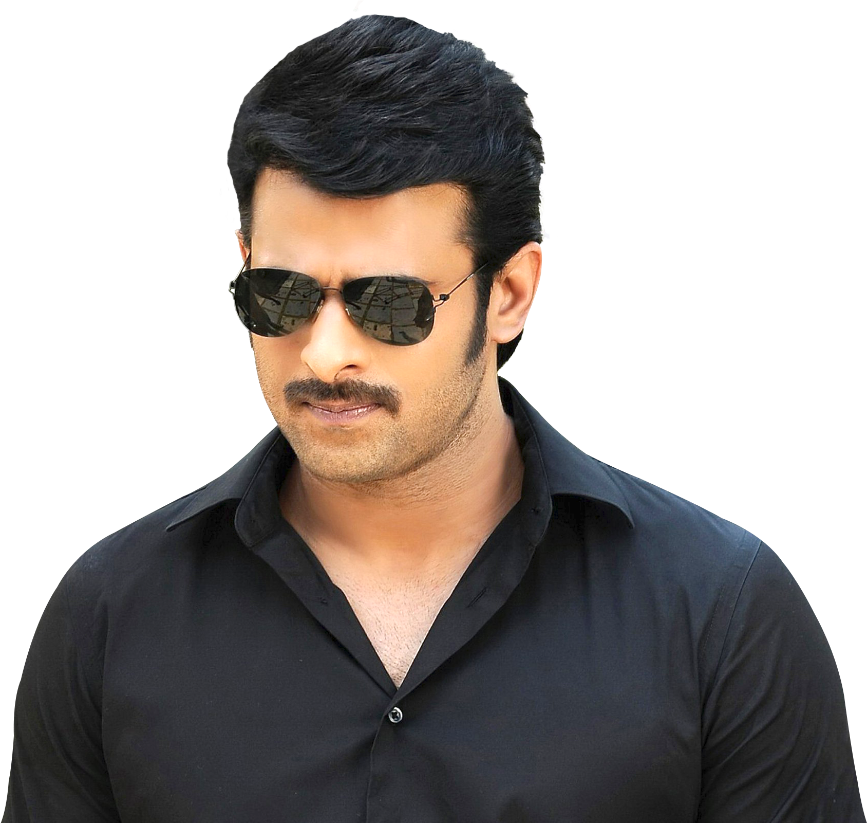 Stylish Manin Black Shirtand Sunglasses PNG