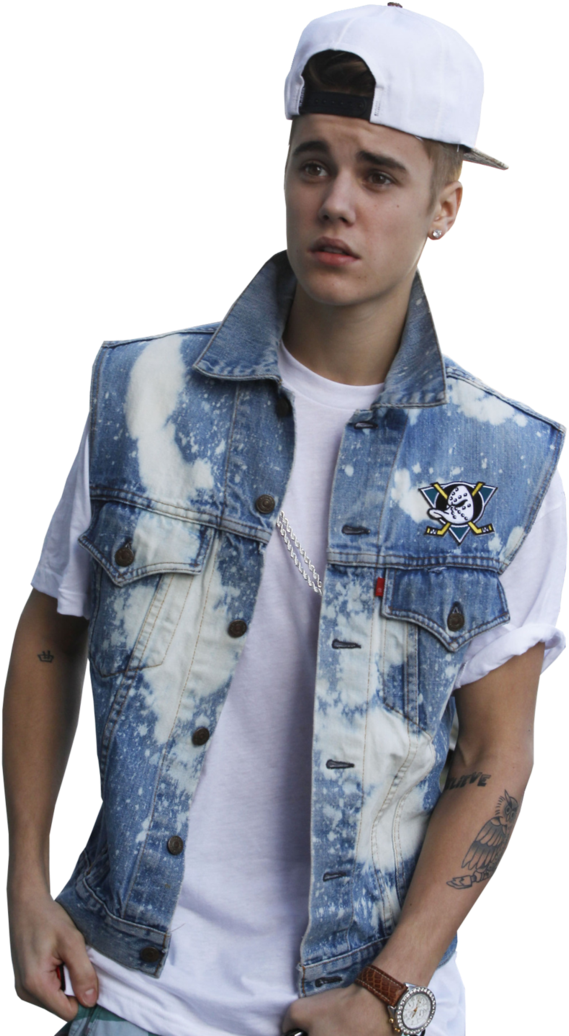 Stylish Manin Denim Vest PNG