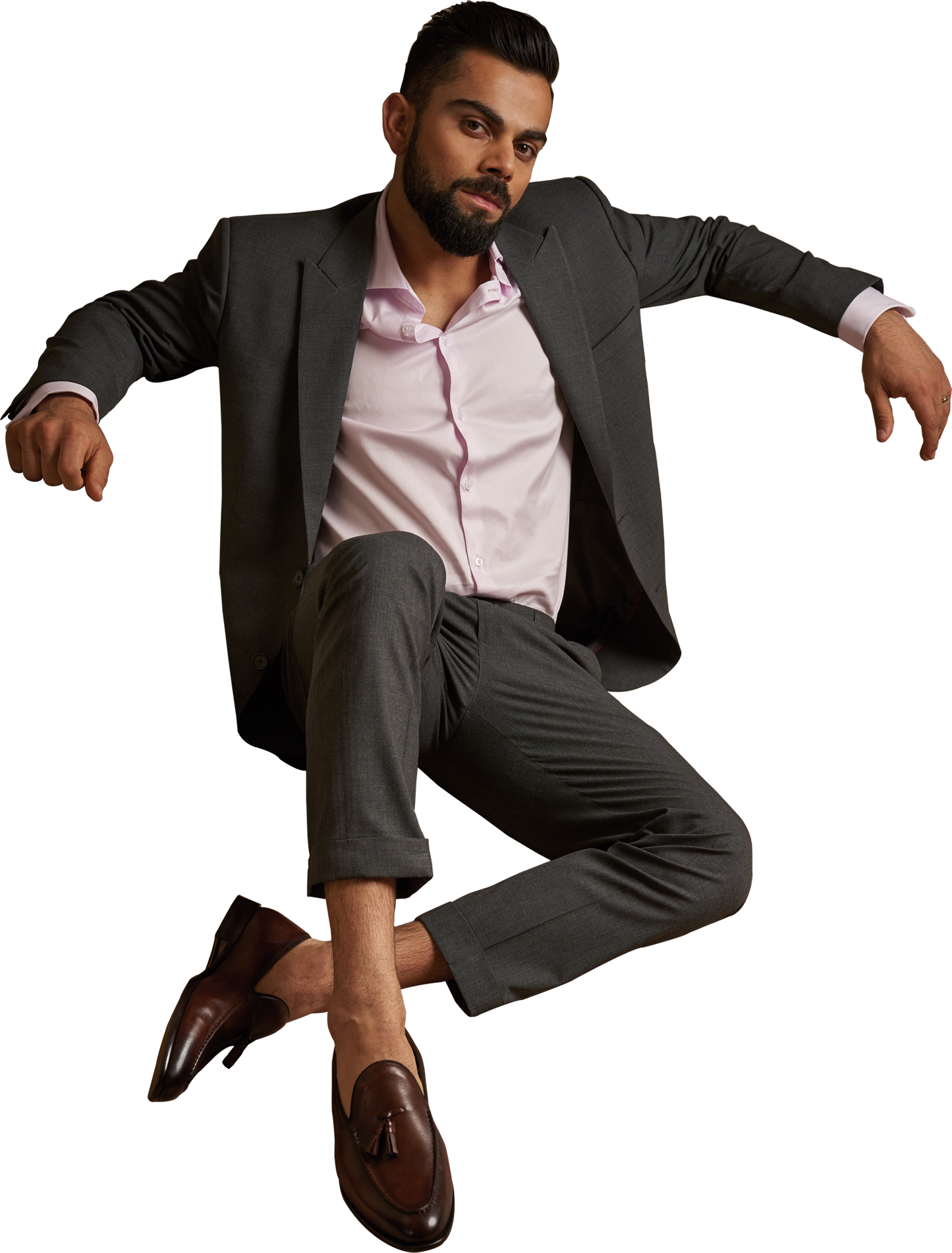 Stylish Manin Suit Seated Pose PNG