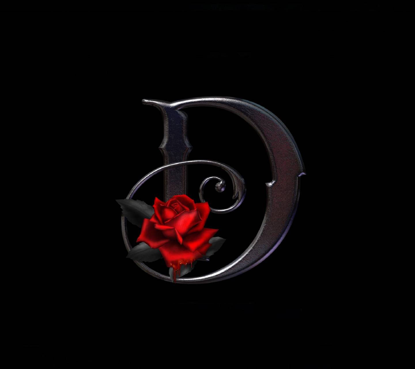 Stylish Metal-like D With Rose