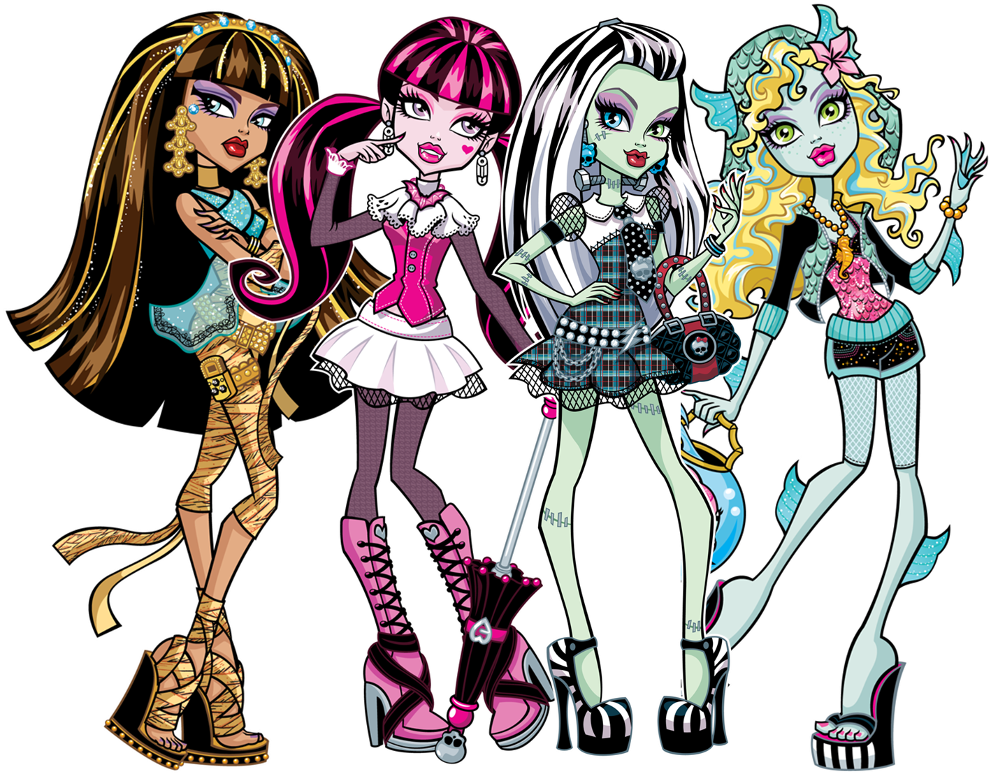 Stylish Monster Girls Illustration PNG