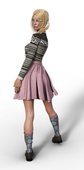 Stylish Nerd Girl Character PNG