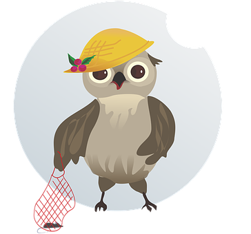 Stylish Owlwith Hatand Bag PNG