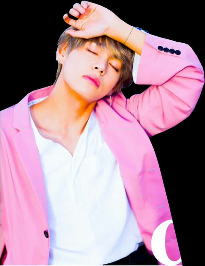 Stylish Pink Blazer Pose PNG