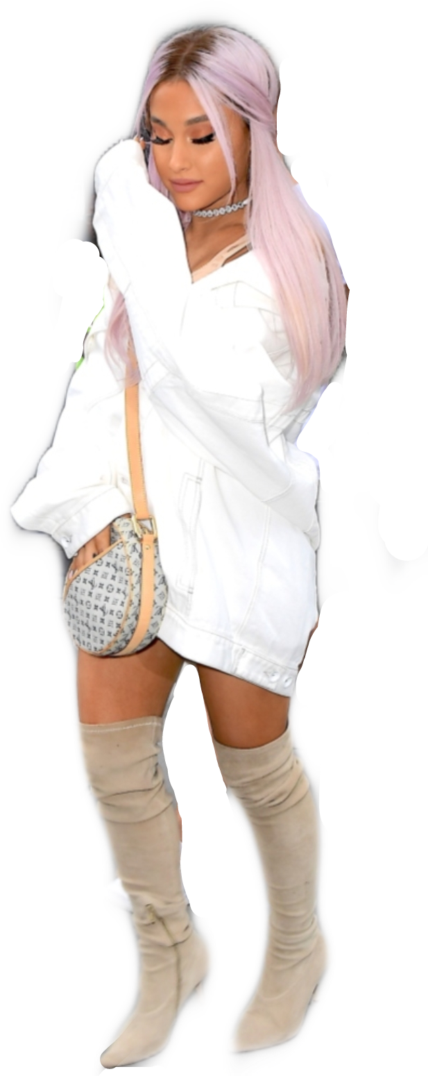 Stylish Pink Haired Womanin White Outfit PNG