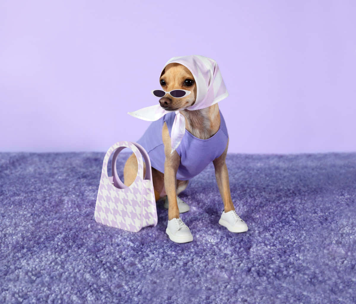 Stylish Preppy Dogin Purple Outfit.jpg Wallpaper