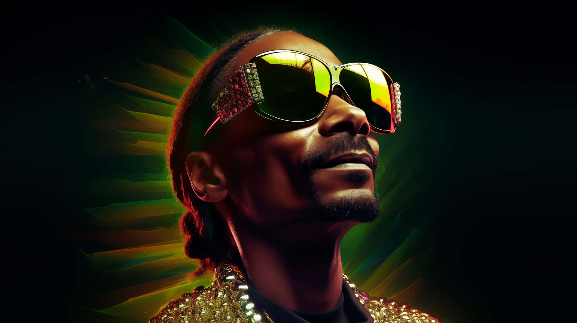 Stylish Rapper Portrait Glowing Background Wallpaper