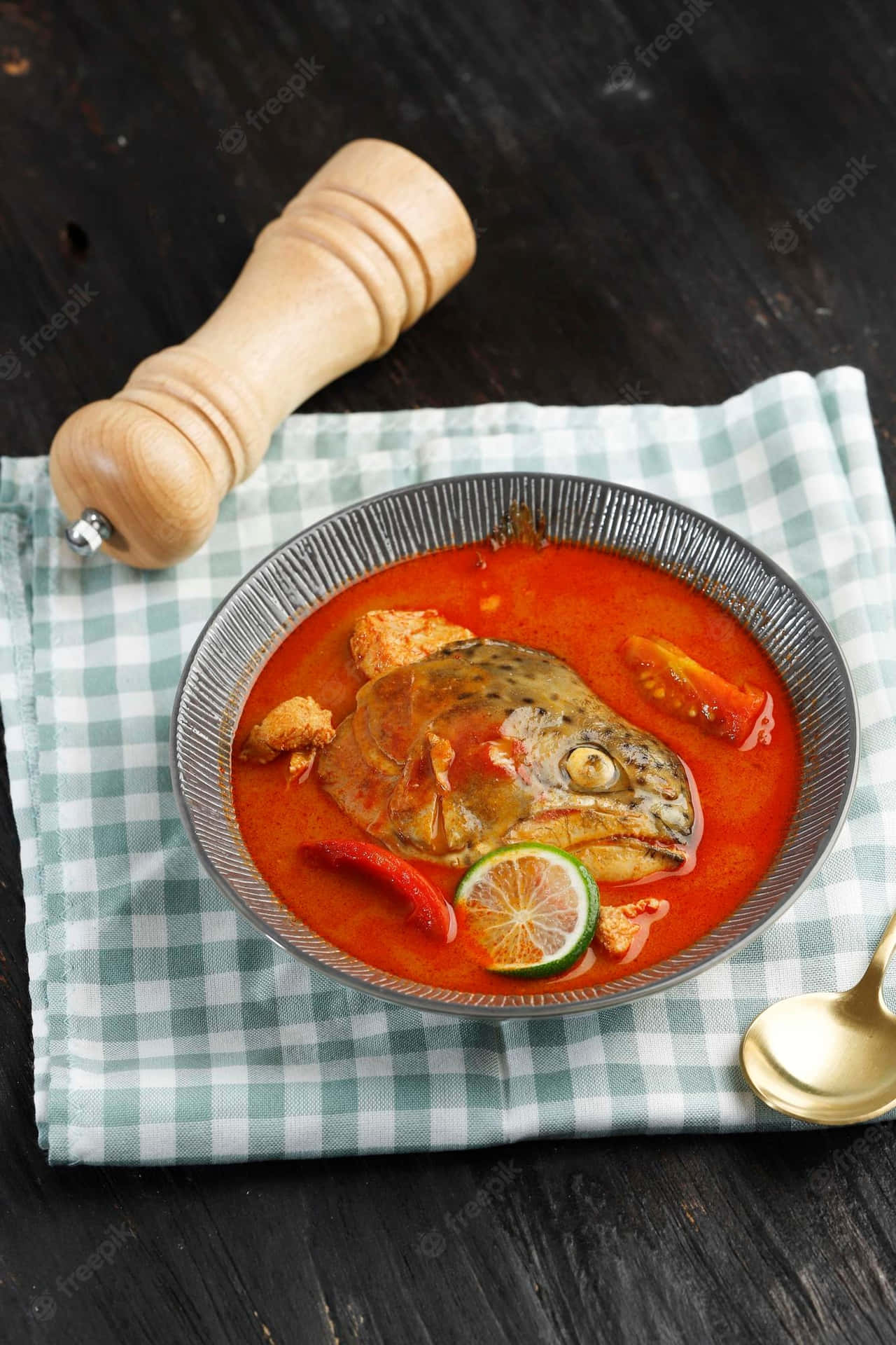 Stylish Salmon Fish Head Curry Dish Portrait Wallpaper
