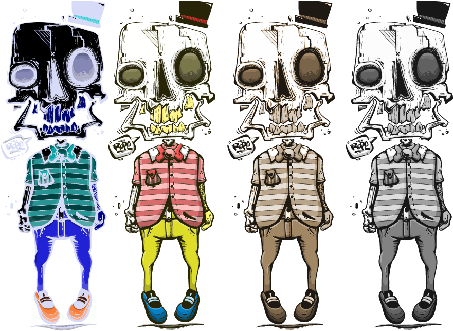 Stylish Skull Characters Vector PNG