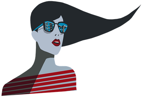 Stylish Vector Womanwith Sunglasses PNG