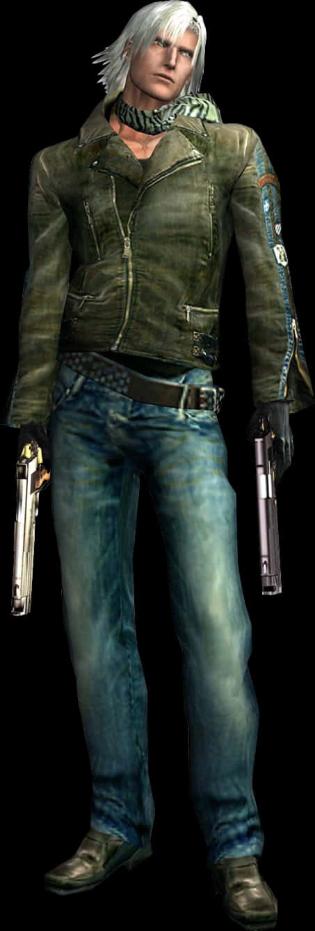 Stylish Video Game Character With Guns PNG