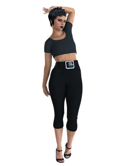 Stylish Woman Posingin Black Outfit PNG