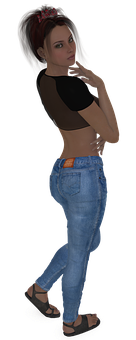 Stylish Woman Posingin Casual Outfit PNG