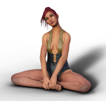 Stylish Woman Sitting Cross Legged PNG