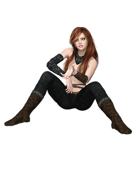 Stylish Woman Sitting Pose PNG