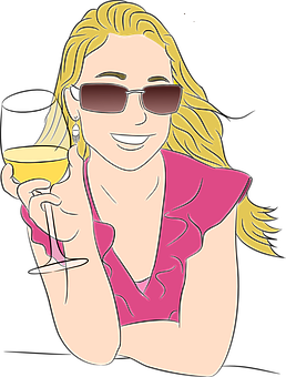 Stylish Woman With Wine Glass PNG