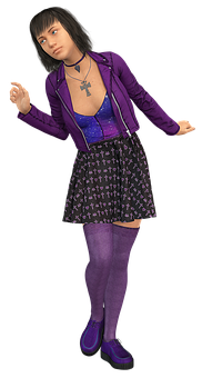 Stylish Womanin Purple Outfit PNG