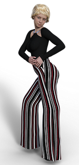 Stylish Womanin Striped Pants PNG