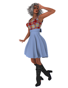 Stylish Womanin Summer Dressand Boots PNG