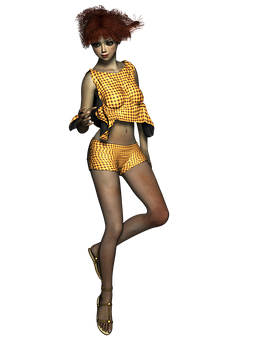 Stylish3 D Animated Girl Pose PNG