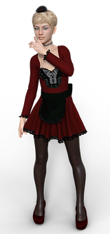 Stylish3 D Animated Womanin Redand Black Outfit PNG