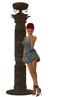Stylish3 D Character Nextto Column PNG