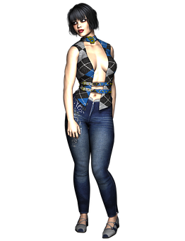 Stylish3 D Model Woman Fashion Pose PNG