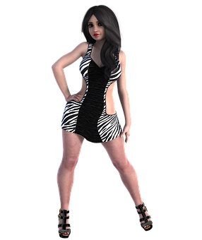 Stylish3 D Modelin Zebra Dress PNG
