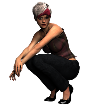 Stylish3 D Rendered Woman Sitting PNG