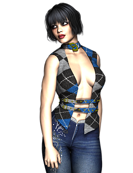 Stylish3 D Rendered Woman PNG