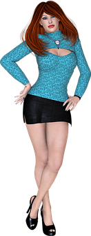 Stylish3 D Rendered Woman PNG