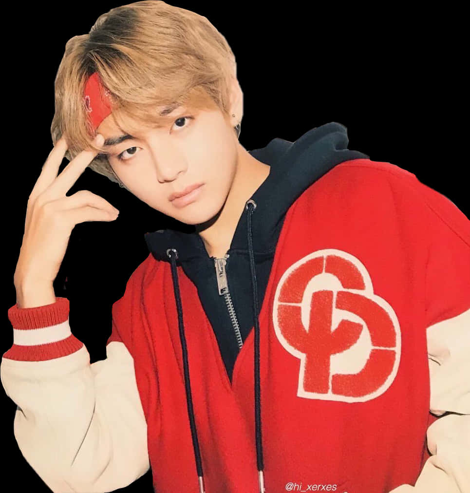 Stylish_ Red_ Hoodie_and_ Headband PNG