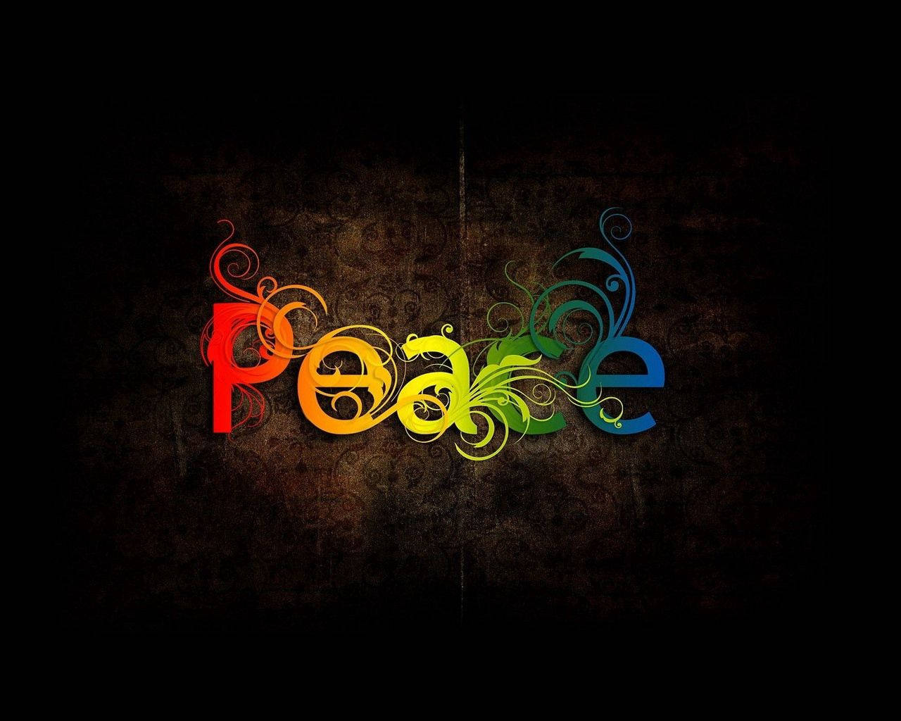 Stylistic Peace Lettering In Colour. Wallpaper