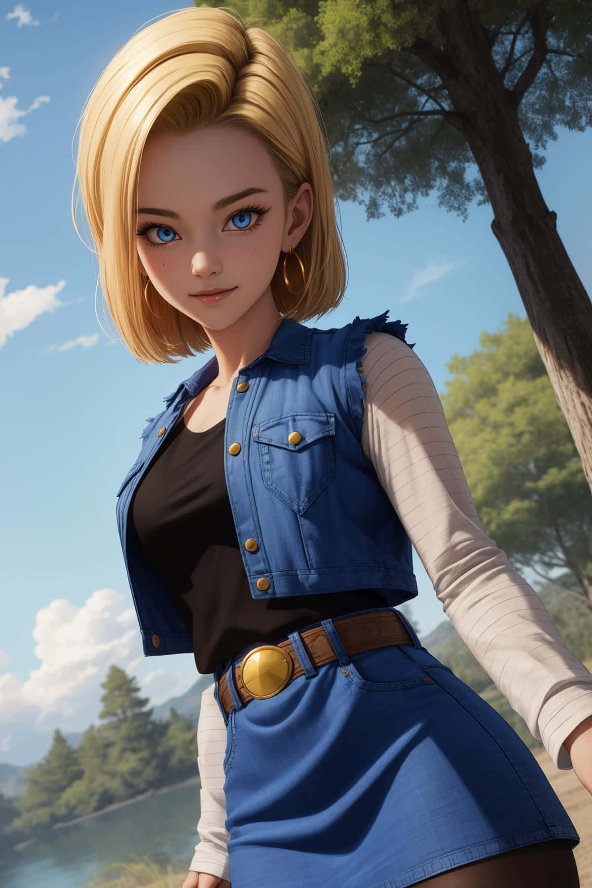 Android 18 Bergaya Di Alam Terbuka Wallpaper